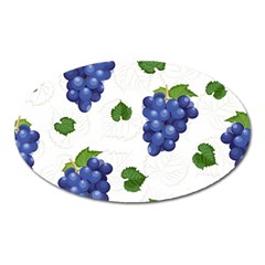 Grape-bunch-seamless-pattern-white-background-with-leaves Oval Magnet by nate14shop