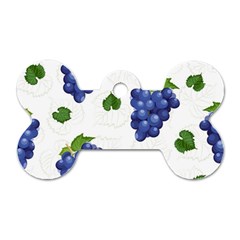 Grape-bunch-seamless-pattern-white-background-with-leaves Dog Tag Bone (one Side) by nate14shop