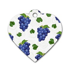 Grape-bunch-seamless-pattern-white-background-with-leaves Dog Tag Heart (two Sides) by nate14shop