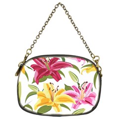 Lily-flower-seamless-pattern-white-background 001 Chain Purse (two Sides) by nate14shop