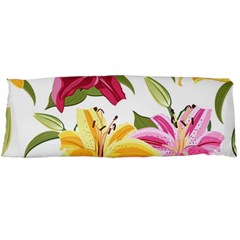 Lily-flower-seamless-pattern-white-background 001 Body Pillow Case (dakimakura)
