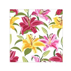 Lily-flower-seamless-pattern-white-background 001 Square Satin Scarf (30  X 30 )