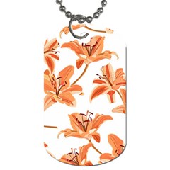 Lily-flower-seamless-pattern-white-background Dog Tag (one Side) by nate14shop