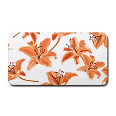 Lily-flower-seamless-pattern-white-background Medium Bar Mats by nate14shop
