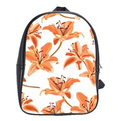 Lily-flower-seamless-pattern-white-background School Bag (large) by nate14shop