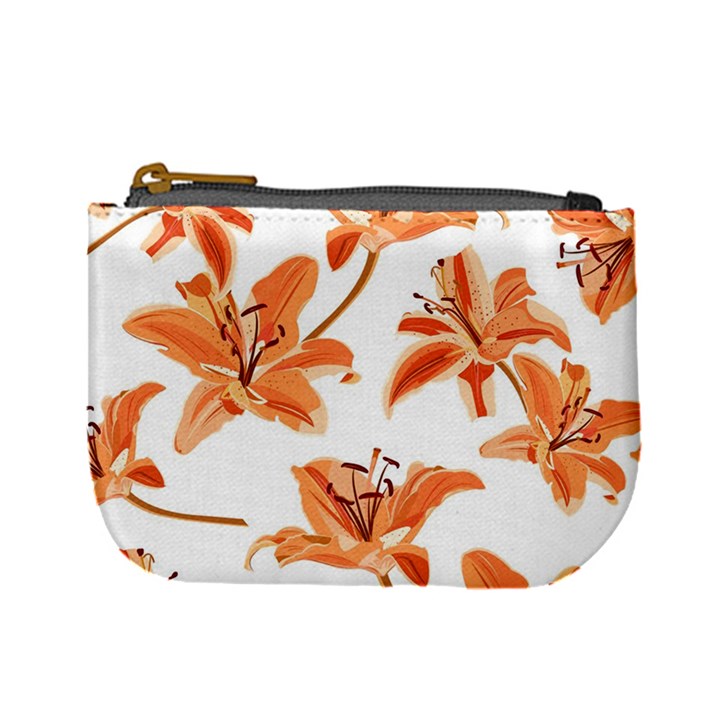 Lily-flower-seamless-pattern-white-background Mini Coin Purse