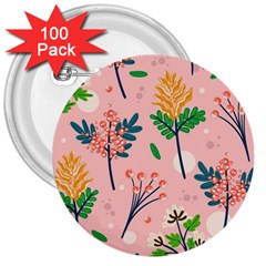 Seamless-floral-pattern 001 3  Buttons (100 Pack) 