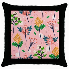 Seamless-floral-pattern 001 Throw Pillow Case (black)