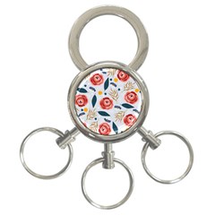 Seamless-floral-pattern 3-ring Key Chain by nate14shop