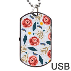 Seamless-floral-pattern Dog Tag Usb Flash (one Side) by nate14shop