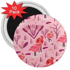 Seamless-pattern-with-flamingo 3  Magnets (10 Pack)  by nate14shop