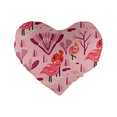 Seamless-pattern-with-flamingo Standard 16  Premium Heart Shape Cushions