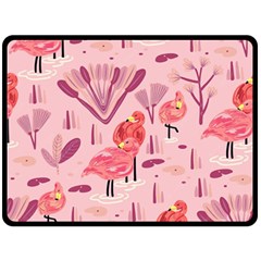 Seamless-pattern-with-flamingo Double Sided Fleece Blanket (large)  by nate14shop