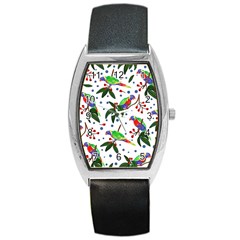 Seamless-pattern-with-parrot Barrel Style Metal Watch by nate14shop