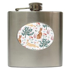 Seamless-pattern-with-rabbit Hip Flask (6 Oz) by nate14shop