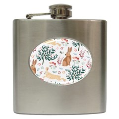 Seamless-pattern-with-rabbit Hip Flask (6 Oz)