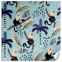 Tropical-leaves-seamless-pattern-with-monkey Canvas 12  X 12  by nate14shop