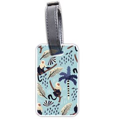 Tropical-leaves-seamless-pattern-with-monkey Luggage Tag (one Side) by nate14shop
