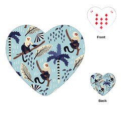 Tropical-leaves-seamless-pattern-with-monkey Playing Cards Single Design (heart)