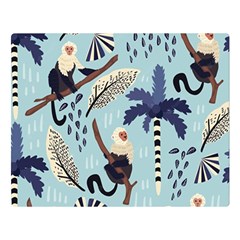 Tropical-leaves-seamless-pattern-with-monkey Double Sided Flano Blanket (large)  by nate14shop