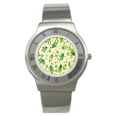 Hand Drawn Christmas Stainless Steel Watch by nate14shop