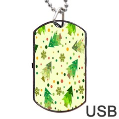 Hand Drawn Christmas Dog Tag Usb Flash (two Sides) by nate14shop