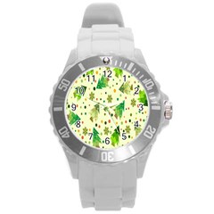 Hand Drawn Christmas Round Plastic Sport Watch (l) by nate14shop
