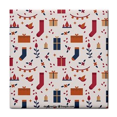 Christmas-gifts-socks-pattern Tile Coaster by nate14shop