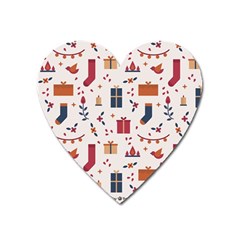 Christmas-gifts-socks-pattern Heart Magnet by nate14shop