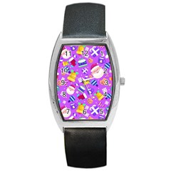 Flat-christmas-pattern-design Barrel Style Metal Watch by nate14shop