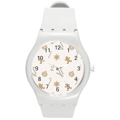 Hand-drawn-christmas-pattern Round Plastic Sport Watch (m) by nate14shop