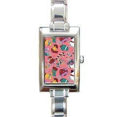 Hand-drawn-christmas-pattern-design Rectangle Italian Charm Watch by nate14shop