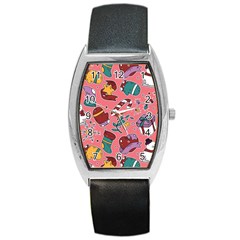 Hand-drawn-christmas-pattern-design Barrel Style Metal Watch by nate14shop