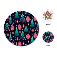 Hand-drawn-flat-christmas-pattern Playing Cards Single Design (round) by nate14shop