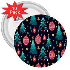 Hand-drawn-flat-christmas-pattern 3  Buttons (10 Pack)  by nate14shop