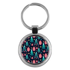 Hand-drawn-flat-christmas-pattern Key Chain (round) by nate14shop