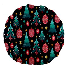 Hand-drawn-flat-christmas-pattern Large 18  Premium Flano Round Cushions by nate14shop