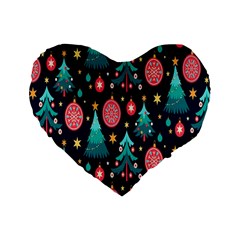 Hand-drawn-flat-christmas-pattern Standard 16  Premium Heart Shape Cushions by nate14shop