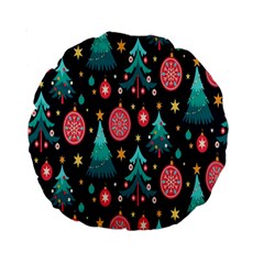 Hand-drawn-flat-christmas-pattern Standard 15  Premium Round Cushions by nate14shop