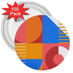 Geometric Series  3  Buttons (100 Pack)  by Sobalvarro