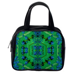 Vines Of Beautiful Flowers On A Painting In Mandala Style Classic Handbag (one Side) by pepitasart