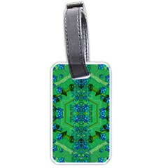Vines Of Beautiful Flowers On A Painting In Mandala Style Luggage Tag (one Side) by pepitasart
