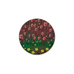 Floral Vines Over Lotus Pond In Meditative Tropical Style Golf Ball Marker by pepitasart