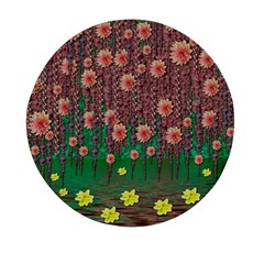 Floral Vines Over Lotus Pond In Meditative Tropical Style Mini Round Pill Box (pack Of 3) by pepitasart
