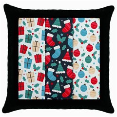 Pack-christmas-patterns Throw Pillow Case (black) by nate14shop