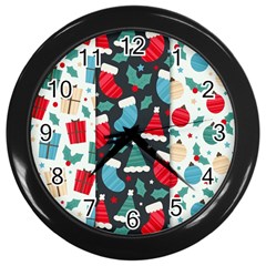 Pack-christmas-patterns Wall Clock (black) by nate14shop