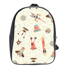 Seamless-background-with-spaceships-stars School Bag (large) by nate14shop