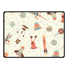 Seamless-background-with-spaceships-stars Double Sided Fleece Blanket (Small) 