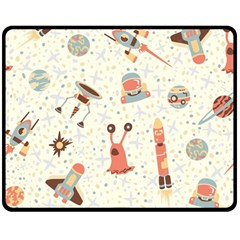 Seamless-background-with-spaceships-stars Double Sided Fleece Blanket (medium)  by nate14shop