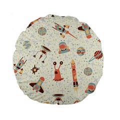 Seamless-background-with-spaceships-stars Standard 15  Premium Flano Round Cushions